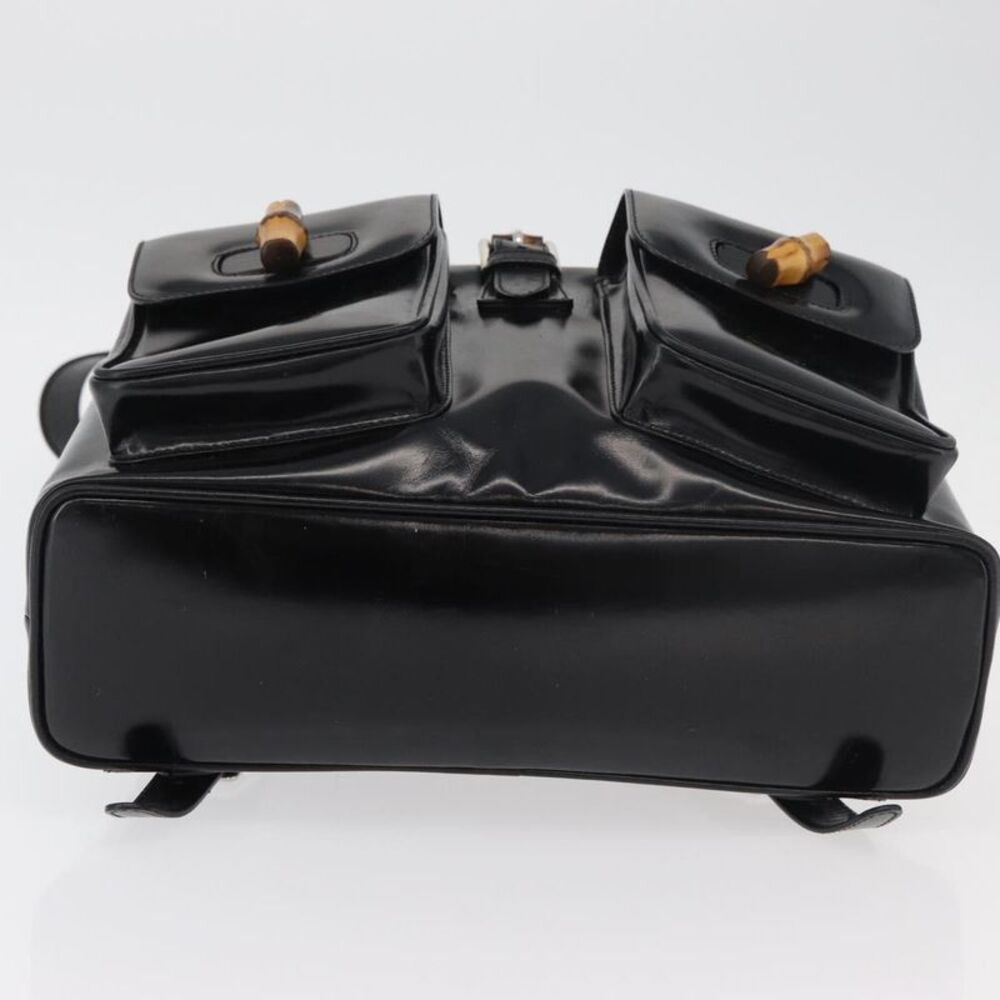 Gucci Vintage Bamboo Backpack Patent Leather Black Patent_Leather Backpack Bag - Picture 14 of 16